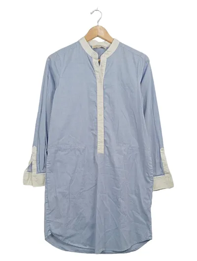 Michael Kors Blusenkleid Damen Gr. 36 Hellblau Baumwolle Hemdblusenkleid