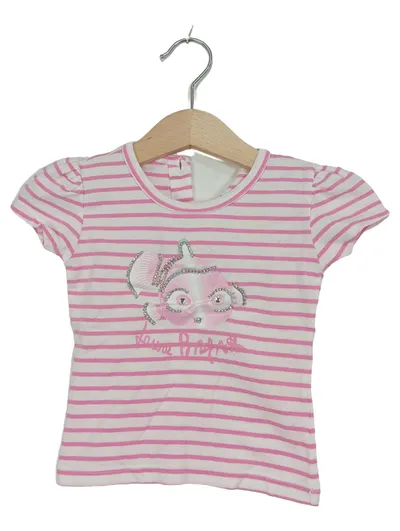 Laura Biagiotti Baby T-Shirt Mädchen Gr. 98 Rosa Gestreift Fisch Strass