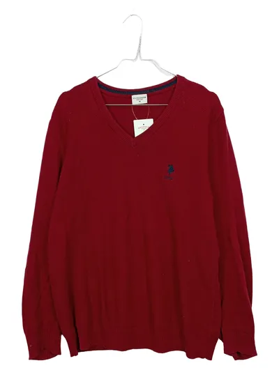 U.S. Polo Assn. Pullover Herren Rot Baumwolle V-Ausschnitt Gr. M