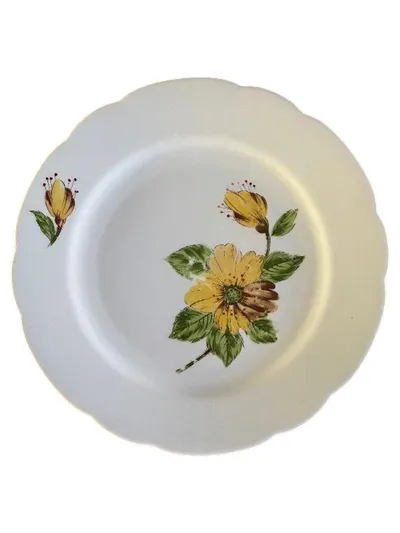 Kahla Essteller Teller Porzellan Weiß Blumendekor Vintage 24 cm
