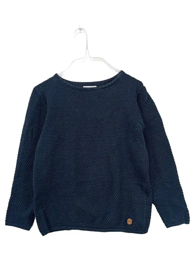 Oxmo Damen Pullover Baumwolle Strukturmuster Langarm Blau Gr. S