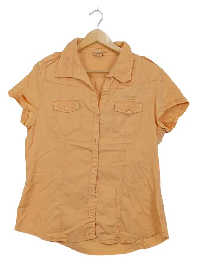 SOCCX Damen Hemdbluse Kurzarm Orange Gr. XL Baumwolle Casual