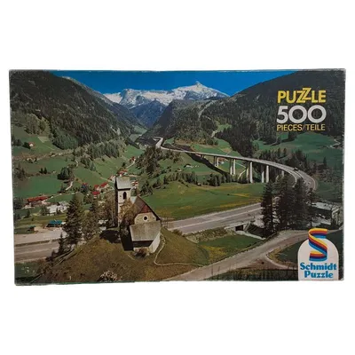 Schmidt Puzzle 500 Teile Alpenlandschaft Kirche Autobahnbrücke Tirol
