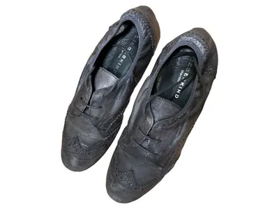 Liebeskind Berlin Brogues Schnürschuhe Damen Leder Lochmuster Grau Gr. 38