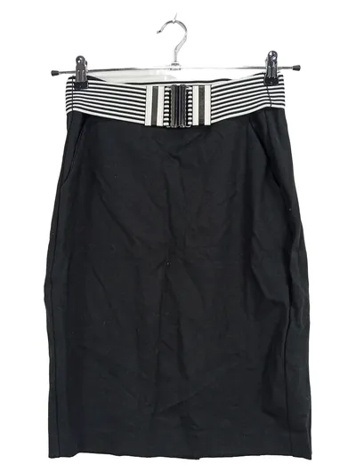 Comma Damen Bleistiftrock Gr. 36/S Schwarz Elegant Gürtel Business