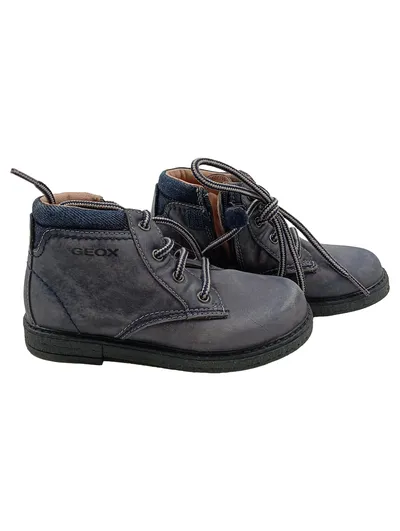 Geox Kinder Stiefeletten Gr. 26 Blau Leder Schnürung Reißverschluss