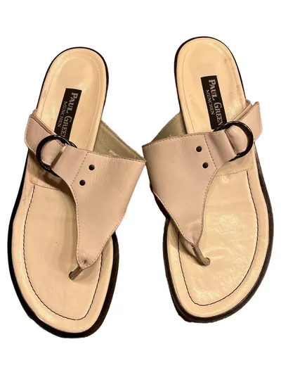 Paul Green Zehentrenner Sandalen Damen Weiß Leder Gr. 40 Freizeit