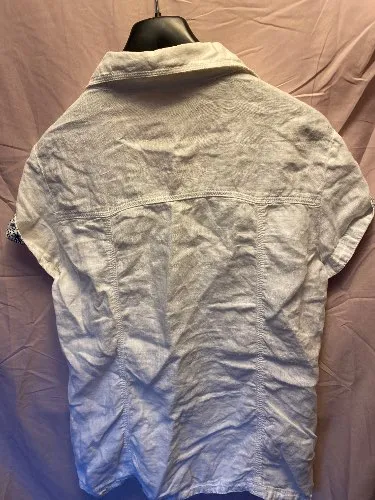 SOCCX Damen Hemdbluse Leinen Kurzarm Weiß Gr. XL 44 Casual