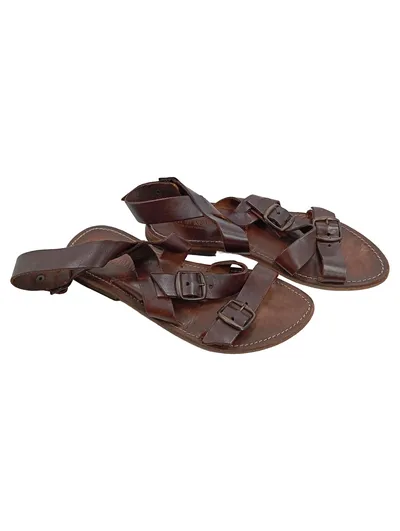 Antichi Romani Leder Sandalen Damen Gr. 39 Braun Handmade Vintage