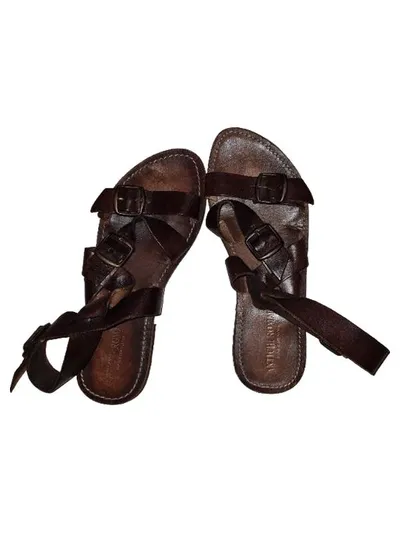 Antichi Romani Leder Sandalen Damen Gr. 39 Braun Handmade Vintage
