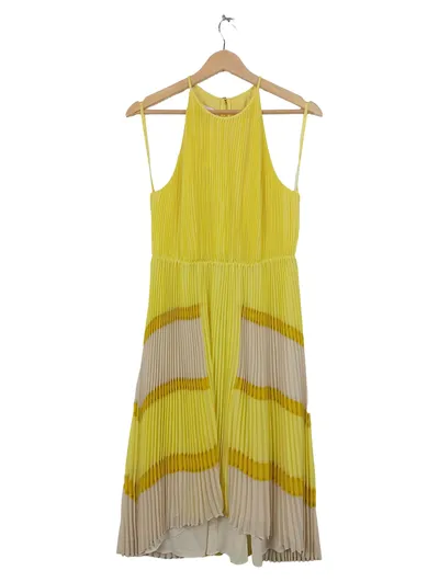 Ted Baker Damen Kleid Plissee Neckholder Gelb Gr. S Festlich Elegant