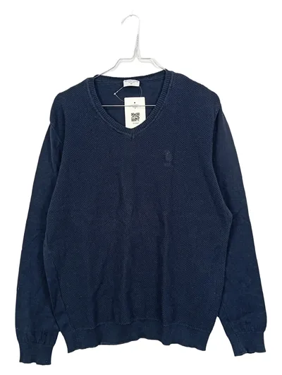 U.S. Polo Assn. Herren Pullover Strukturmuster Blau Gr. M Baumwolle