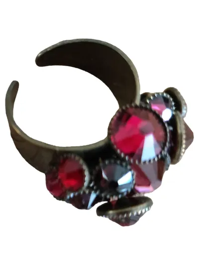 Konplott Ring Vintage Glamour Rot Strass Damen Metall UNI