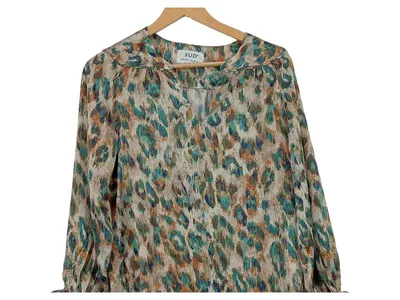 Sud Express Damen Bluse XS Bohemian Tierdruck Langarm Mehrfarbig