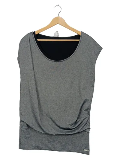 Bench. Damen T-Shirt Gr. L Grau Schwarz Layered Look Casual Top