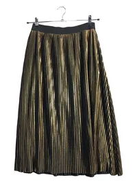 Cotton On Faltenrock Damen L Metallic Gold Gestreift Midirock Party 1