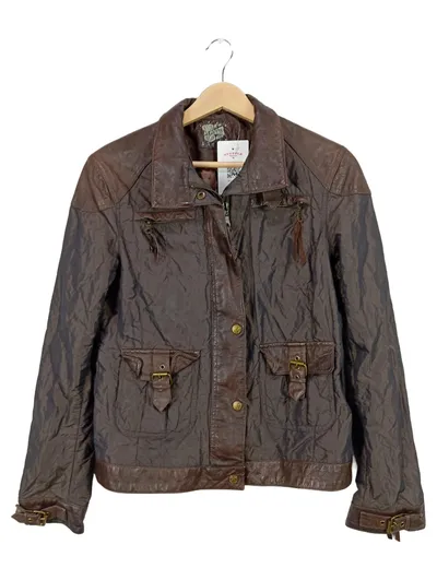 Ingres Weiss Damen Lederjacke Braun Gr. 38 Vintage Freizeit Polyamid