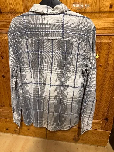Wrangler Flanellhemd Herren Gr. L Kariert Grau Blau Langarm Baumwolle