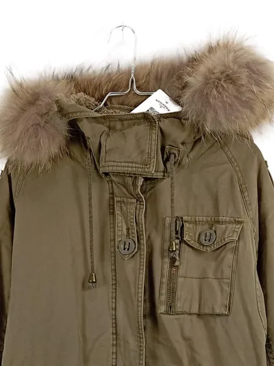 Witty Knitters Damen Parka XL Oliv Fellkapuze Winterjacke Baumwolle