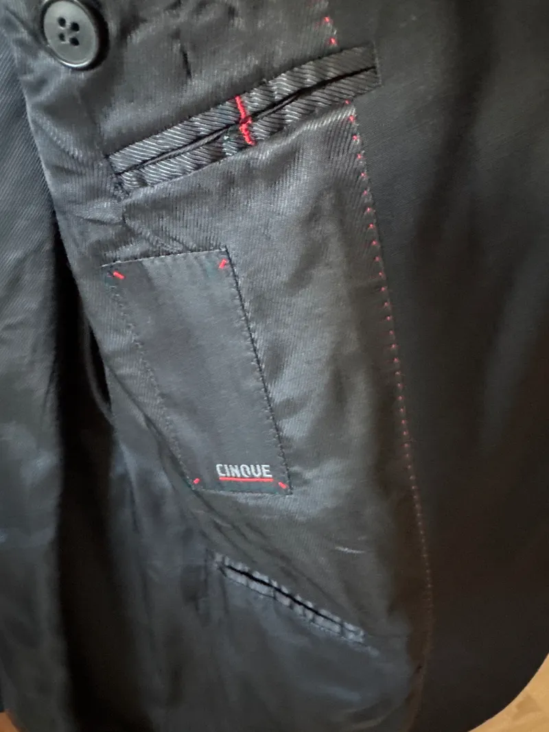 CINQUE Herren Sakko Gr. 50 Schwarz Business Wolle Blazer Jackett 4
