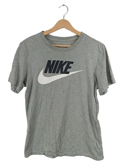 Nike Herren T-Shirt Gr. S Grau Logo Swoosh Sportlich Baumwolle