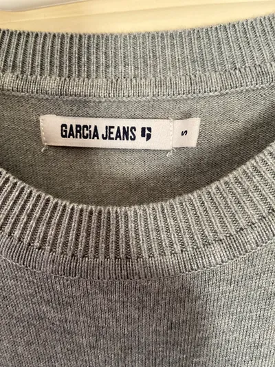 Garcia Jeans Damen Pullover Gr. S Grau Rüschen Viskose Langarm Feminin
