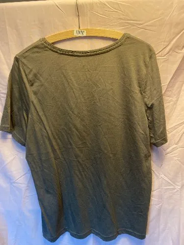CANDA Damen T-Shirt Gr. L/42 Oliv Basic V-Ausschnitt Baumwolle