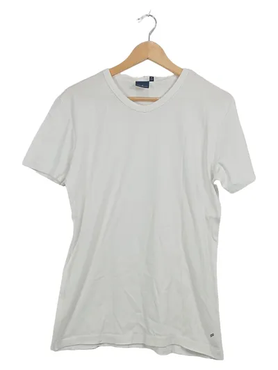 Daniel Hechter Herren T-Shirt V-Ausschnitt Weiß Gr. M Basic Baumwolle