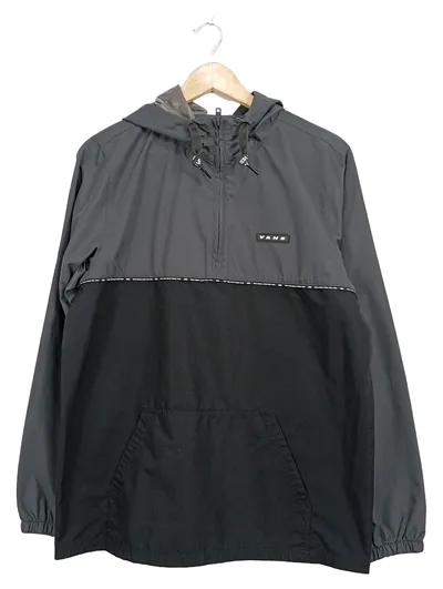 Vans Anorak Jacke Herren Gr. S Grau Schwarz Kapuze Windbreaker