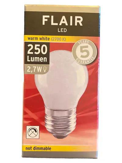 FLAIR 6739592 LED Leuchtmittel E27 2,7W 250lm 2700K Tropfenform Weiß