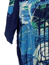 DW-Shop Damen T-Shirt Viskose Kurzarm Raffungen Abstrakt Blau Gr. 40 L 3