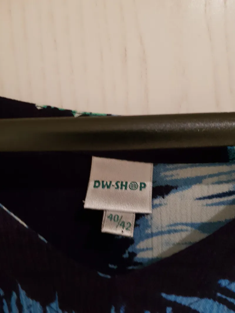 DW-Shop Damen T-Shirt Viskose Kurzarm Raffungen Abstrakt Blau Gr. 40 L 6