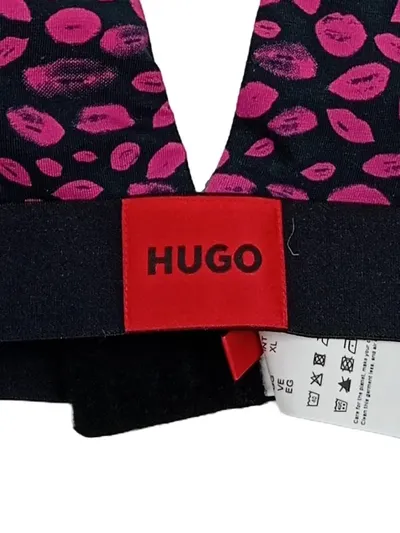 HUGO Bodywear Damen BH Bralette Lippenmuster Schwarz Pink Gr. XL NEU