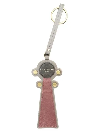 LIEBESKIND BERLIN Schlüsselanhänger Leder Nieten Grau Damen 26cm