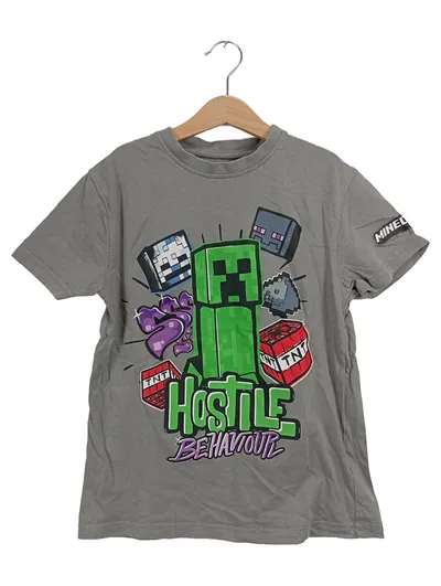 Minecraft Fanshirt Kinder Game Motiv T-Shirt Grau Gr. 140