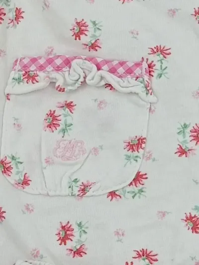 Ralph Lauren Baby Mädchen Set Kleid Höschen Blumenmuster Weiß Gr. 80 Baumwolle