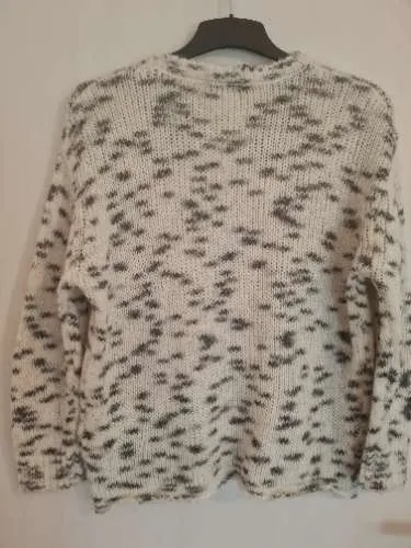 ZARA Damen Strickpullover Gr. S meliert beige grau Wolle Polyester