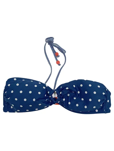 Esprit Damen Bikini Oberteil Gr. 40 L Blau Punkte Trägerlos Maritim