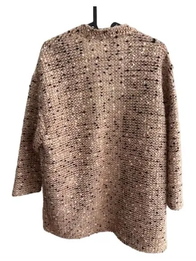 Y.A.S Damen Strickjacke Cardigan Beige Meliert Gr. 36/S Tweed-Optik