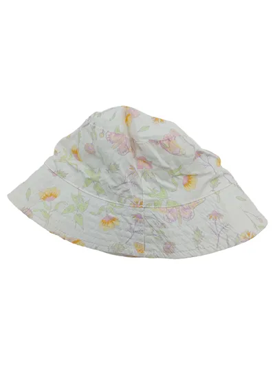 ALANA Kinder Fischerhut Sonnenhut Blumenmuster Gr. 48 Baumwolle Weiß