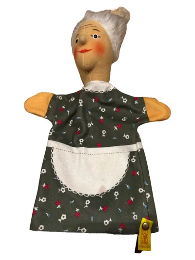 Steiff Handpuppe Oma Großmutter 7052/28 Grün Vintage 29cm