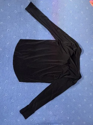 LASCANA Damen Bluse Langarm Schwarz Gr. L Reißverschluss-Details NEU