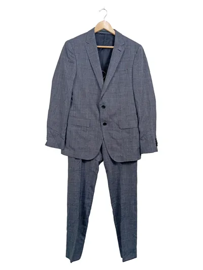 HUGO BOSS Herren Anzug Sakko+Hose kariert grau Gr. 48 Wolle Business