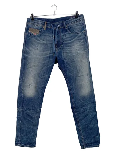 Diesel Destroyed Jeans Herren W32 Blau Used Look Kordelzug Denim Hose