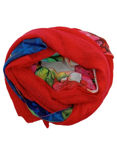 Desigual Damen Schal Blumenmuster Rot Bunt Bohemian 238x99 cm