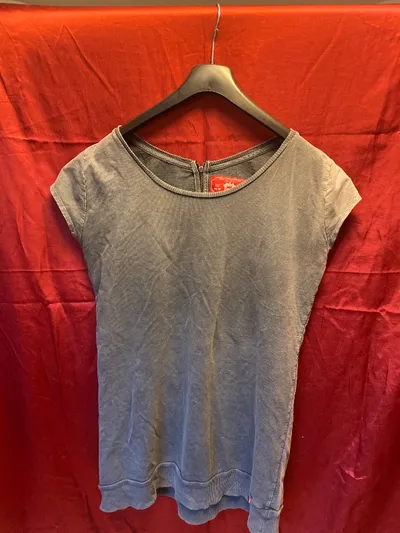EDC by Esprit Damen Shirt Top Gr. M Grau Baumwolle Reißverschluss Casual