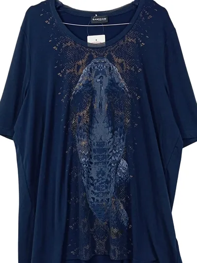 SAMOON by Gerry Weber Damen T-Shirt Schlangenprint Gr. 48 Blau Oversize