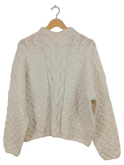BLUOLTRE Damen Pullover Zopfstrickmuster Beige Gr. 38 M Freizeit Strick