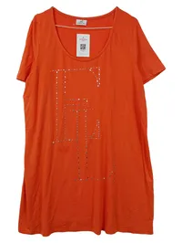 Emilia Lay Damen T-Shirt Orange Strass-Applikation Gr. 44 XXL Viskose 1