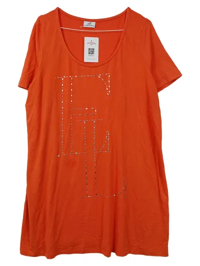 Emilia Lay Damen T-Shirt Orange Strass-Applikation Gr. 44 XXL Viskose